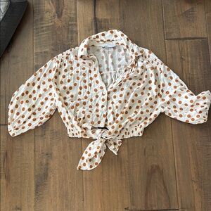 Zara Polka Dot Tie-Front Blouse